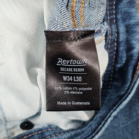 RevTown Automatic Blue Jeans Mens 34 X 30 Relaxed Straight Stretch Denim - Picture 6 of 7
